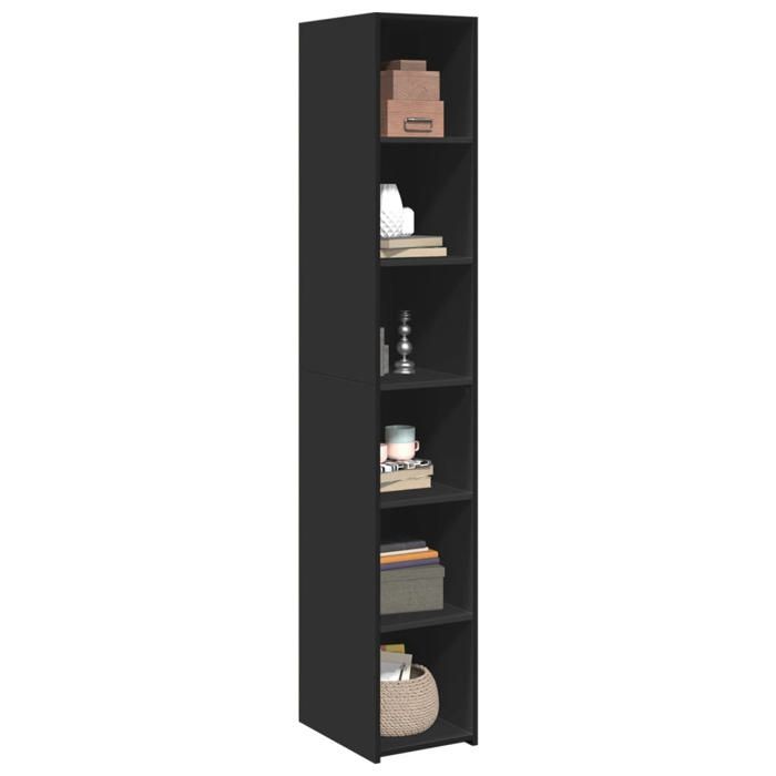 VidaXL Highboard Black 30x41x185 Cm Engineered Wood, Sideboard, Cupboard, Side Cabinet, Cabinet, Storage Cabinet, 846412