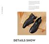 Laorentou Men's Genuine Leather Slip-On Running Shoes with Breathable Mesh and Rotating Buckle.