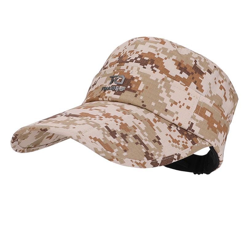 Spring Summer Empty Top Sunscreen Hat Outdoor Camouflage Large Cornice Two-Wear Sunshade Hat Men's Fishing Baseball Cap