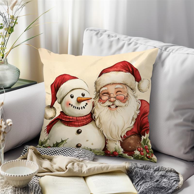 1Pcs Vintage Christmas Pillowcase Square Bedroom Cushion Covers Zipper Chair Covers Living Room Comfortable Soft Decor 45X45Cm