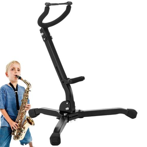 Folding Alto Saxophone Stand - Foldable Tenor Saxophone Stand with Metal Triangular Base for Kids, Birthdays, and Portable Instruments