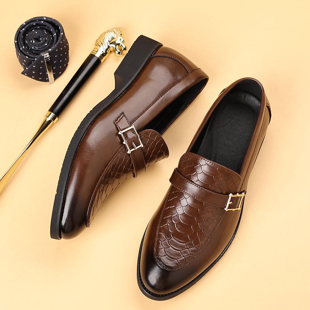 Large size leather shoes men's one-pedal round head casual men's shoes autumn new men's business dress pointed small leather shoes