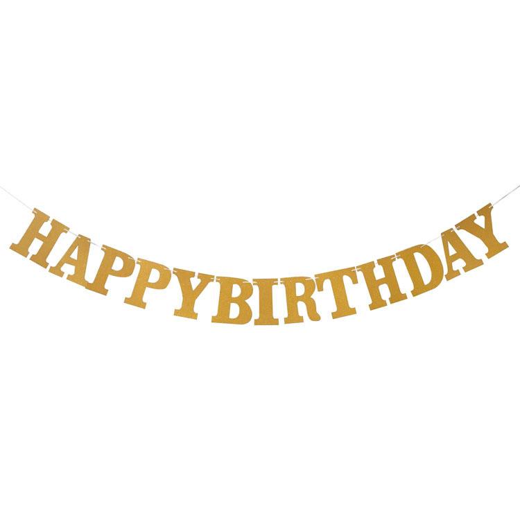 Glitter English Letters Happy Birthday Flag Happy Birthday Latte Banner Customization
