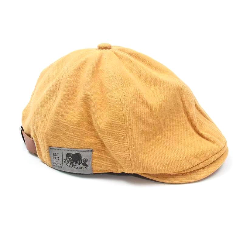 

[ZYAS]2026 New Men s Vintage Linen Fashion Hip Hop Solid Beret Side Label Women s Hat Vintage Beanie Crowd Style Sun Beret жёлтый