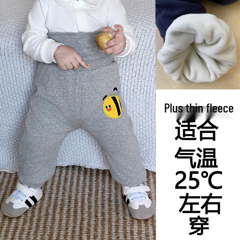 

Детские брюки с высокой талией и защитой живота, очень толстые с плюшевой подкладкой, для 6-12 месяцев, стиль осень/зима, дизайн с большой попой. 110 cm