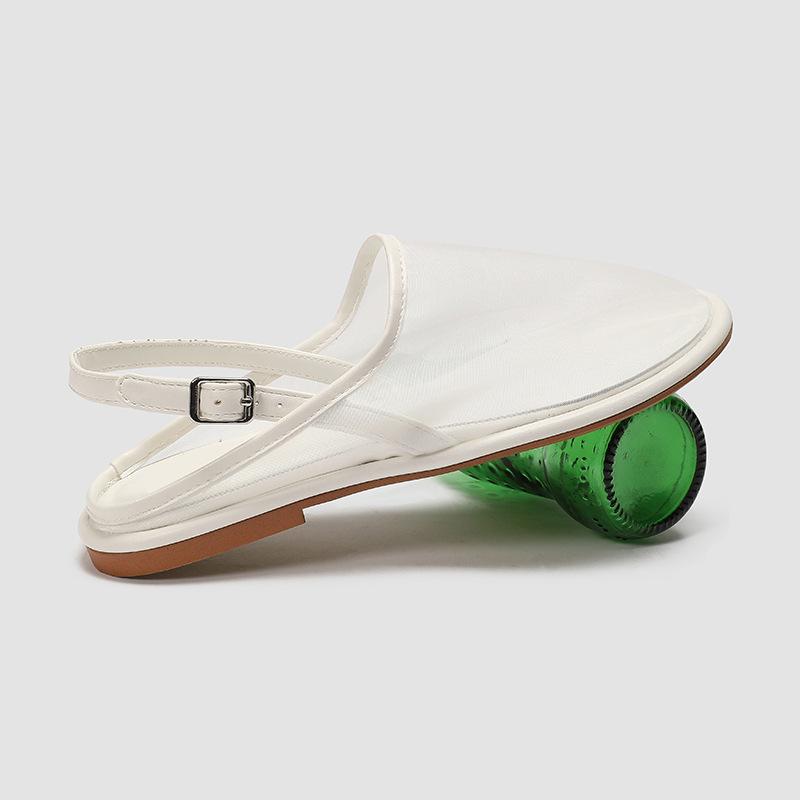 

ZA сетчатый мешок голова обувь ремешок пустые сандалии мода дышащие на плоской подошве шлепанцы женские сетчатые сандалии 41