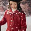 Sangluo Girls' Knit Woolen Dress - 2025 Autumn/Winter Red New Year Outfit
