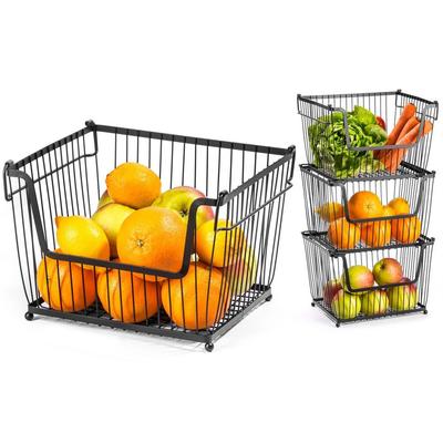 Cesta de Cozinha Retangular para Frutas e Legumes Empilhável