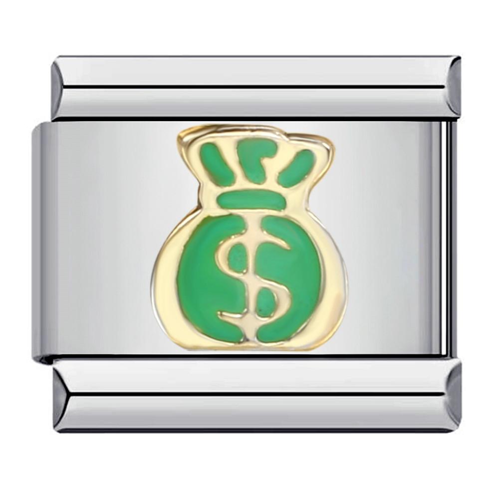 

Модные разноцветные глазурованные доллары, игральные кости, покер, снукер, подвески, итальянские звенья, браслеты 9 мм, браслет из нержавеющей стали, изготовление ювелирных изделий своими руками