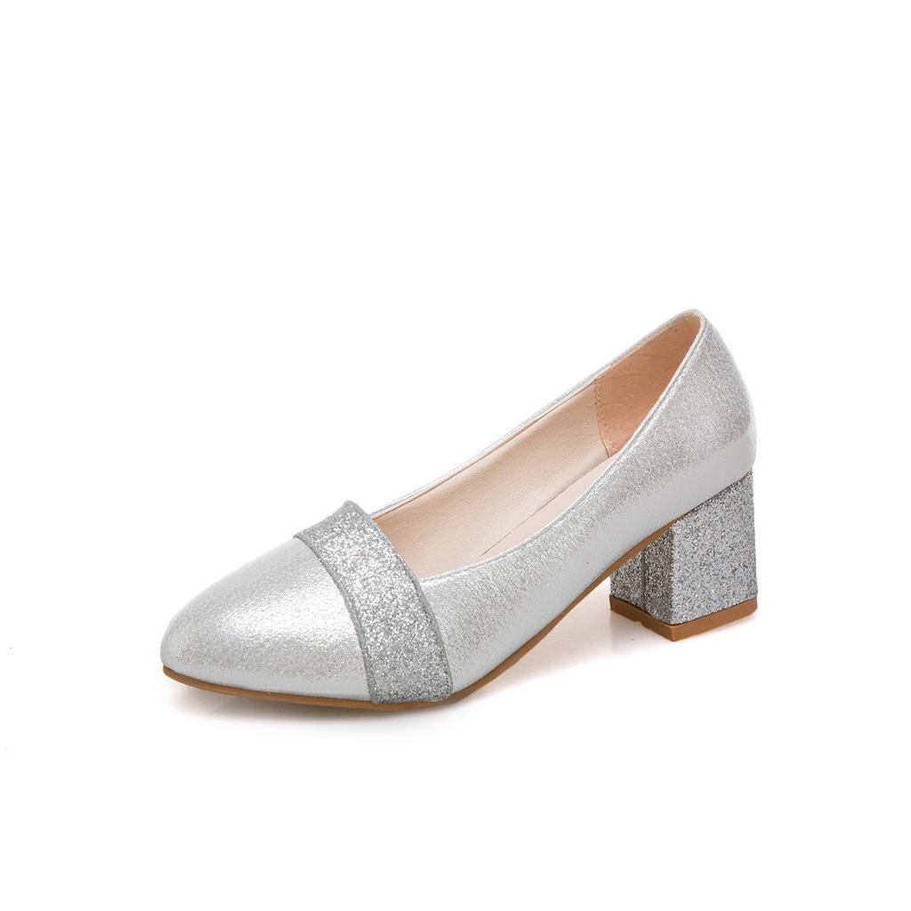 Spring new large size high heels pointed single shoes shallow mouth