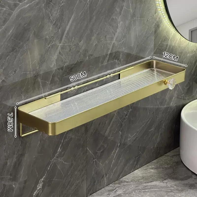 Goldenes Lagerregal ohne Bohren Badezimmer Waschbecken Waschschale Wandmontage Kosmetik-Lagerregal Badezimmerzubehör Regale