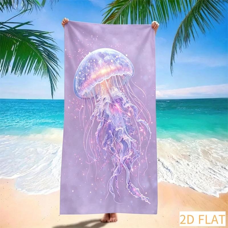 Asciugamano da Spiaggia Medusa Super Assorbente Asciugatura Rapida Microfibra Con Stampa Subacquea Eterea, Morbido Telo Senza Sabbia Per Picnic