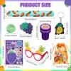 Blosssound 96 Pcs Fruit Party Favors Summer Theme Birthday Gifts Set Make a Fruit Sticker Stress Ball Slap Bracelet Glass Ring Keychain Stamper Gift