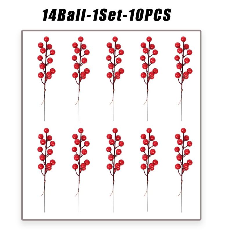 Artificial Red Berry Stems Christmas Berries Picks for DIY Crafts Christmas Tree Wreath Berry Branch for Wedding and Party Decor
