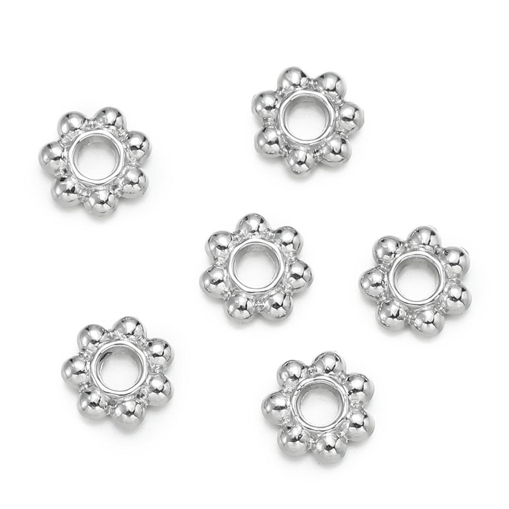 100/200 Stück 6 mm Legierung Blume Abstandshalter Perlen Gänseblümchen Metall Schmuck Abstandshalter für Armband Halskette Schmuckherstellung Zubehör