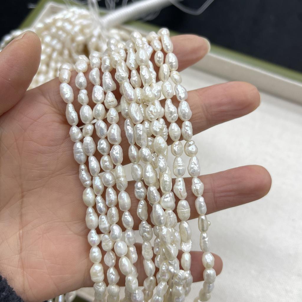 1String, White Natural Freshwater Pearls, Handmade Straight Hole Nugget Pearl Beads for Jewelry Making DIY Crafts (Beads 5-6mm, Length 36cm)
