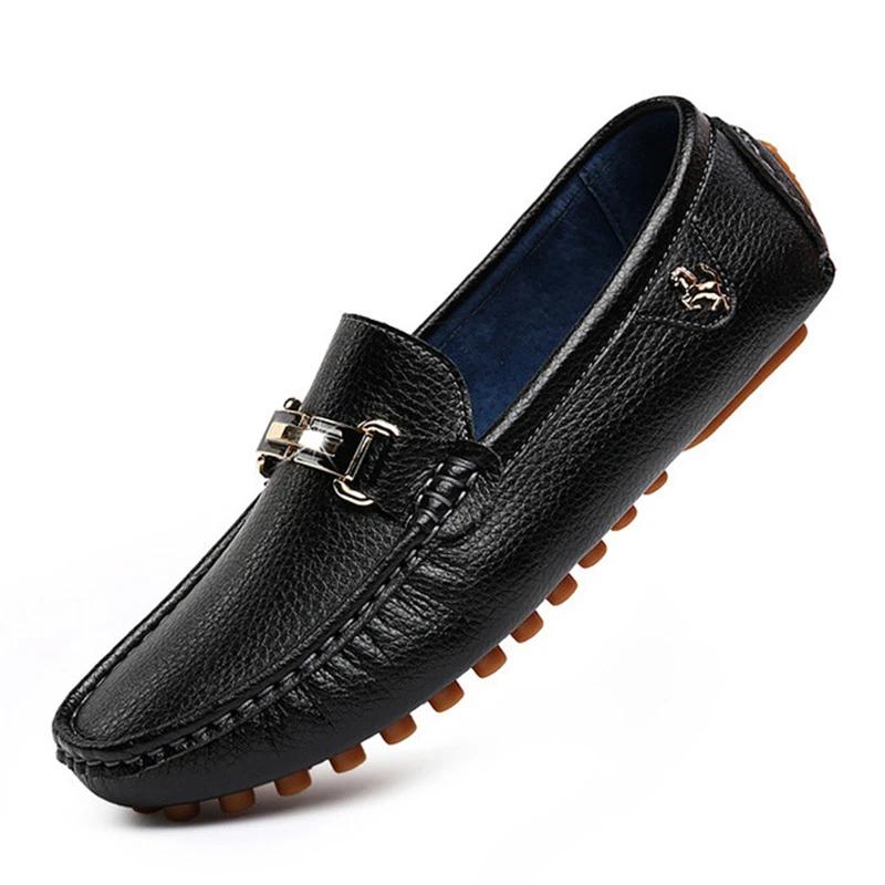 Blue Loafers Men Handmade Leather Shoes Casual Driving Dad Flats Slip-On Moccasins Men Shoes Plus Size 46 47 48 Chaussure Homme