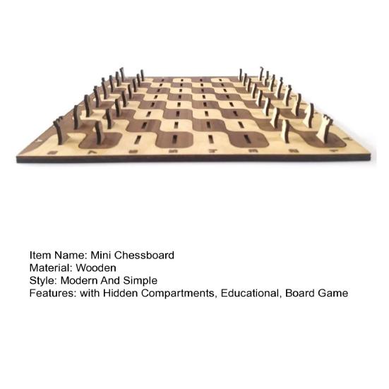 Mini Assembled Chessboard Portable Travel Wooden Chess Board with Storage Compartments Kids
