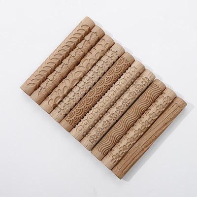 1pc Wooden Printing Rolling Pin, Long Embossing Stick, DIY Crafts Making Tools, Suitable for Making Different Prints Embossing Tool