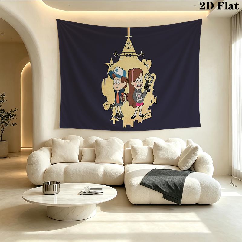 Gravity Falls Wall tapestry, aesthetic printed fabric blanket, suitable for bedroom, living room, and home decor.