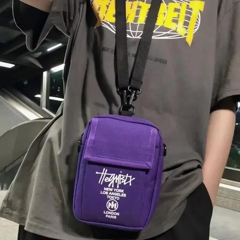 Lässige Taschen Handy Messenger Bags Studenten Hip Hop Beutel Umhängetasche Damen Canvas Quadratische Handtasche Schwarze Geldbörse