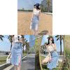 Cotton Blend Asymmetric High Waist Pencil Skirt For Women Spring Summer Office Work