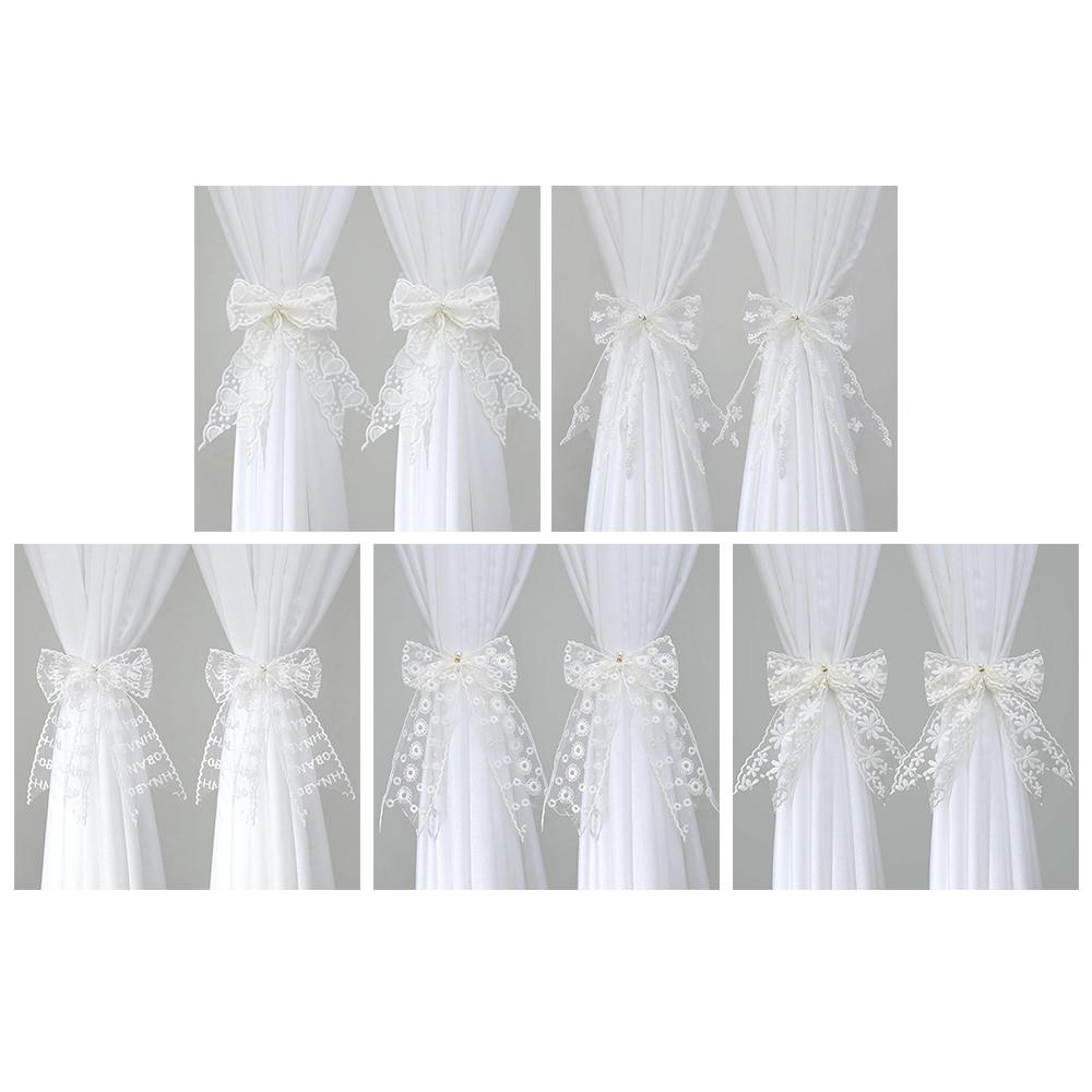 2ks/sada Krajkový mašličkový popruh na závěsy Nastavitelné přezky na okenní závěsy Kreativní fixátor závěsů