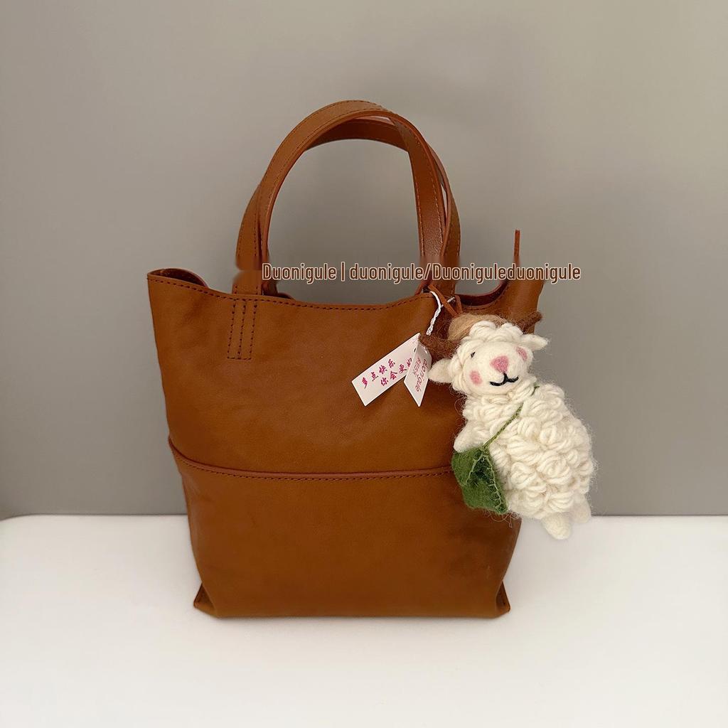 Nepal Handmade Wool Felt Farmer's Hat Sheep Doll Keychain & Bag/Car Charm