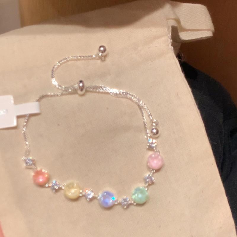 Adjustable Shiny Star Bracelet Colorful Zircon Crystal Wrist Jewelry for Women Graduation Gift