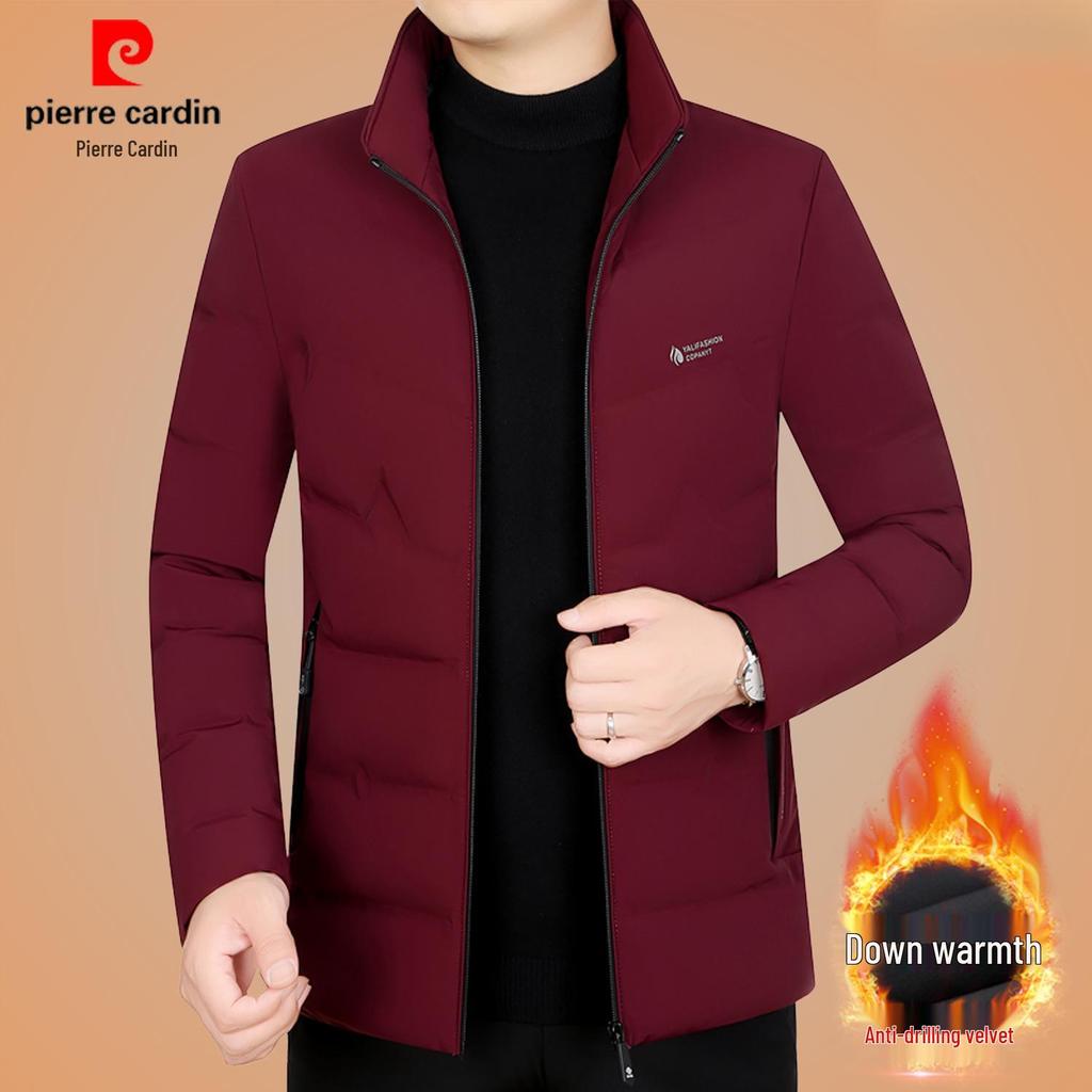 Męska lekka kurtka puchowa Pierre Cardin o dopasowanym kroju - Casualowy płaszcz jesienno-zimowy dla osób w średnim wieku i starszych