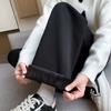 Narrow Vertical Striped Fleece Wide Leg Pants Women's Autumn and Winter Loose High Waist Straight Casual Pants Long Pants