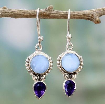 Fashion Moonstone Earrings Pear-Shaped Amethyst Drop For Women Ladies