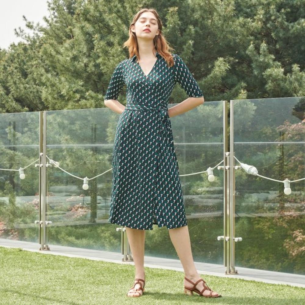 Lipbbam Creora Deroshi 3 4 Sleeve Long Wrap Dress Ldm11de01