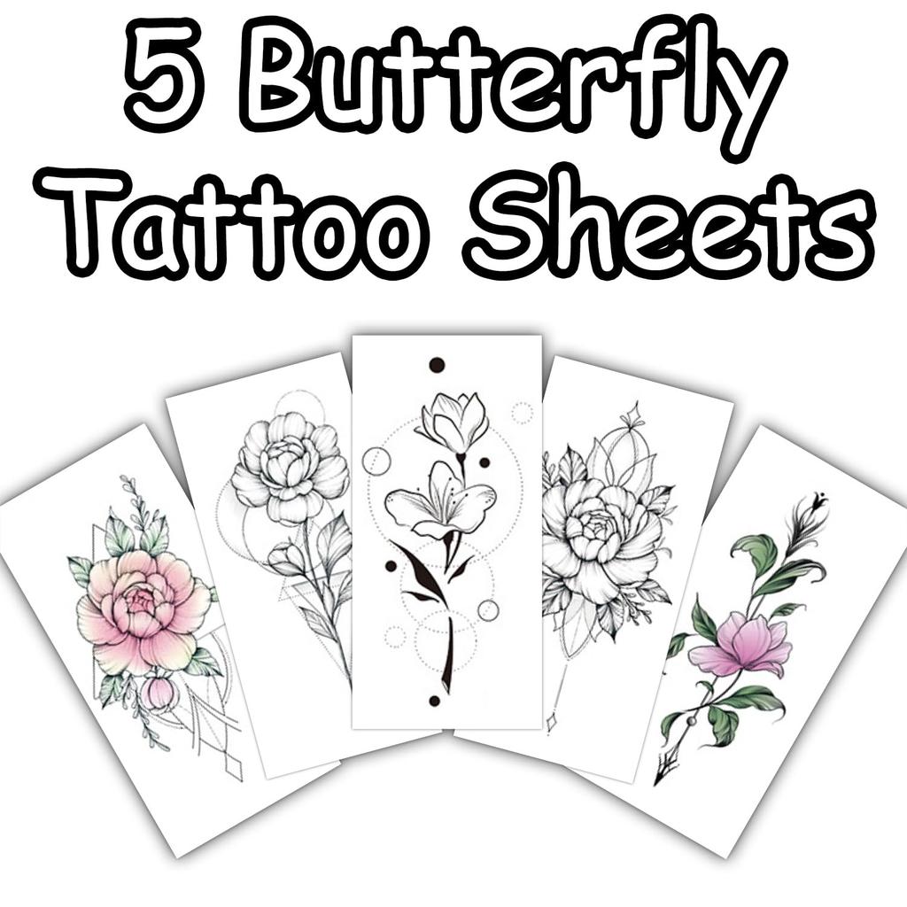 S.A.V.I 5PCS Elegant Floral Temporary Tattoo Stickers, Waterproof, Natural Art, Aesthetic Design for Women & Girls,10.5x6cm
