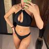 Sexy se sukní Podprsenka Vystřižená Halter Bikiny Dámské Plavky Dámské Plavky Třídílné Bikiny Souprava Koupání Plavky