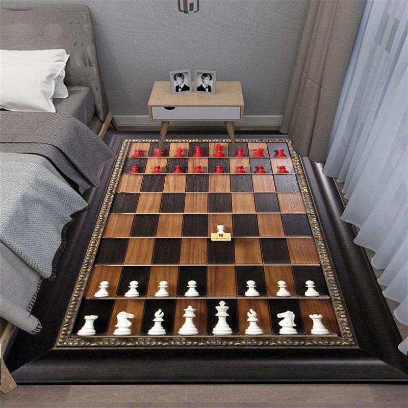 Intelligence Game Chess Printed Carpet King Queen Rook Bishop Knight Pawn Living Room Sofa Grid Floor Mat rugs