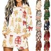 Women's Casual Christmas Print Long Sleeve Hooded Sweatshirt Top