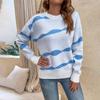 Women's Casual Fashion 2022 Long Sleeved Knitting Contrast Color Sweater Top
