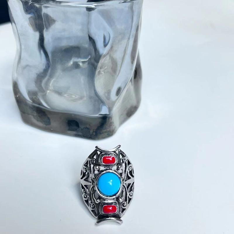 Vintage Unique Blue Turquoise Ring Alloy Fashion Ring Ring For Men And Women