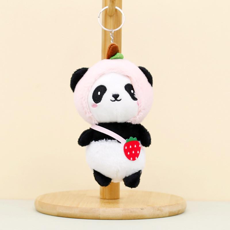 Cute Kawaii Panda Keychain Plush Toy Short Fur Stuffed Animal Doll For Backpacks And Gifts 12cm