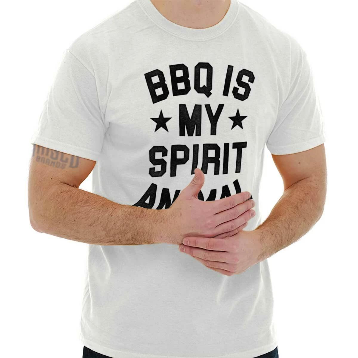Funny Grilling Humor BBQ Is My Spirit Animal Womens or Mens Crewneck T Shirt Tee S