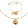 Starfish and Seashell Necklace Stylish Pendant Earrings Gold Sea Theme Jewelry Titanium Steel Texture for Any Occasion