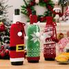 New Christmas decoration supplies knitted wine bottle cover woolen champagne wine cover Christmas snowflake wine cover 3PCS