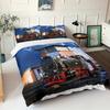 3D Train Digital Printing Duvet Cover Black Gray Retro Steam Train Theme Bedding Set Microfiber Duvet Set Train Track Pillowcase