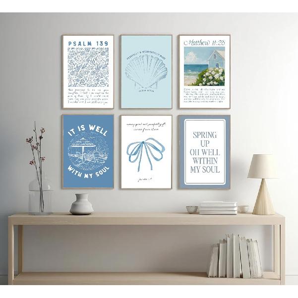 Coastal Christian Bible Canvas Wall Art Bible Verses Paintings Pictures Wall Decor Preppy Religion Aesthetics Poster Printing Artwork For Living Room