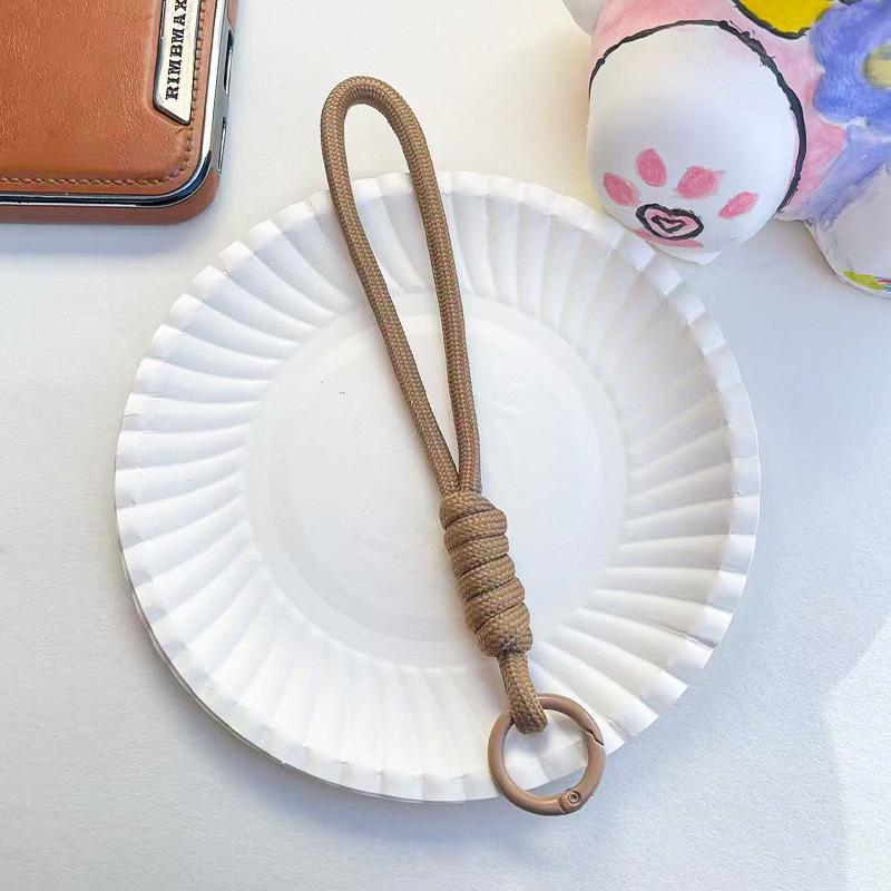 14CM Color Block Woven Plush Mobile Phone Lanyard & Anti-Lost Keychain Rope