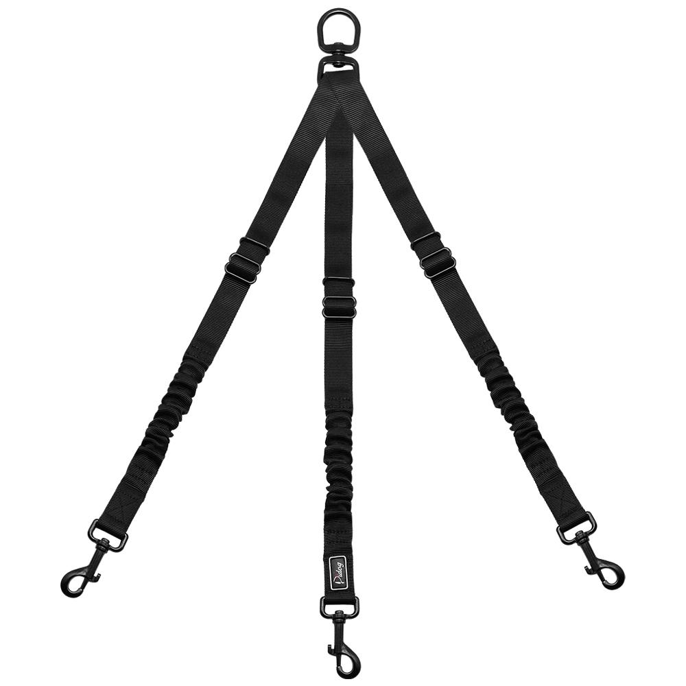 

Bungee 3 Way Dog Leash Coupler No Tangle Nylon Adjustable Walking Strap Multiple Pet Three Dogs Leads Black Small Large Dogs 47 to 68cm чёрный