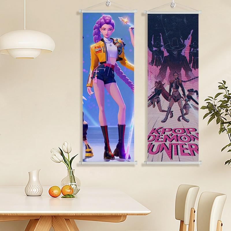 K-Pop Dämonenjägerin Hängebild Anime KPop Krieger Wandposter Rumi Mira Zoey Rollbilder Bilder Wanddeko