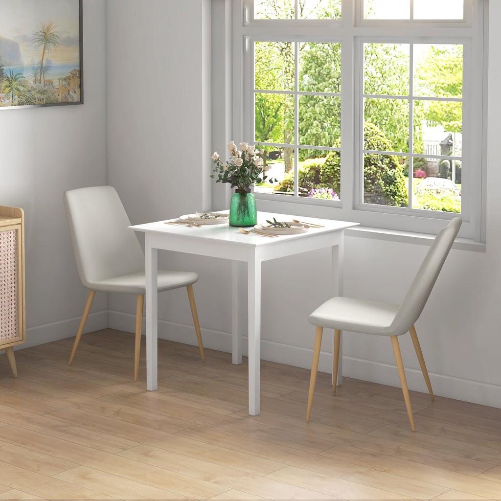 Tavolo da cucina Tavolo da pranzo Tavolo quadrato, design moderno, 75 cm x 75 cm x 76 cm, Bianco