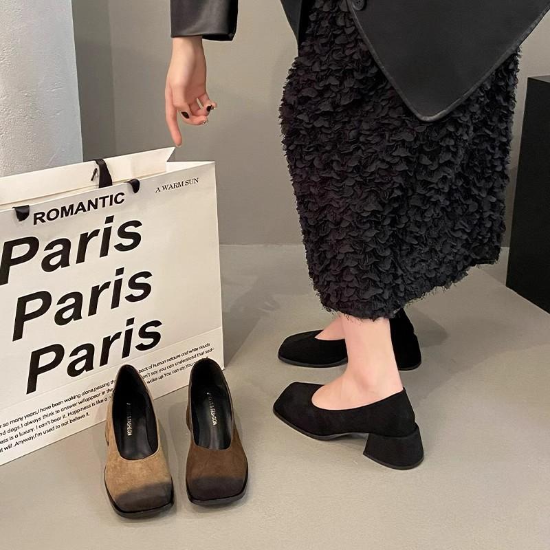 Temperament late evening breeze shallow mouth single shoes women's 2025 new French thick heel Mary Jane high heels versatile commuter women's shoes